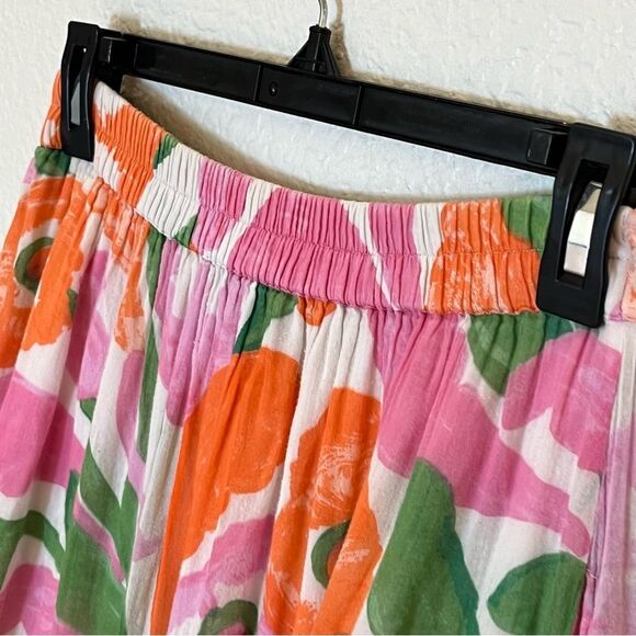 Banjanan Agatha Floral Tiered Midi Skirt in Orange/Green/Pink/White size Medium - Picture 11 of 16